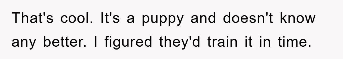 That's cool. It's a puppy and doesn't know any better. I figured they'd train it in time.
