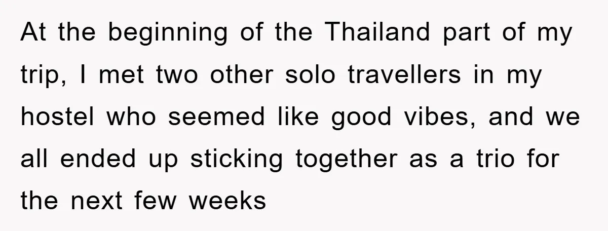 At the beginning of the Thailand part of my trip, I met two other solo travellers in my hostel who seemed like good vibes, and we all ended up sticking...