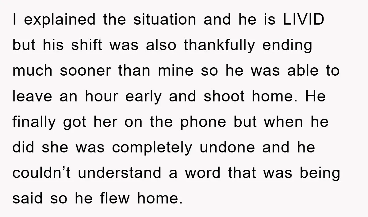 I explained the situation and he is LIVID but his shift was also thankfully ending much sooner than mine so he was able to leave an hour early and shoot...