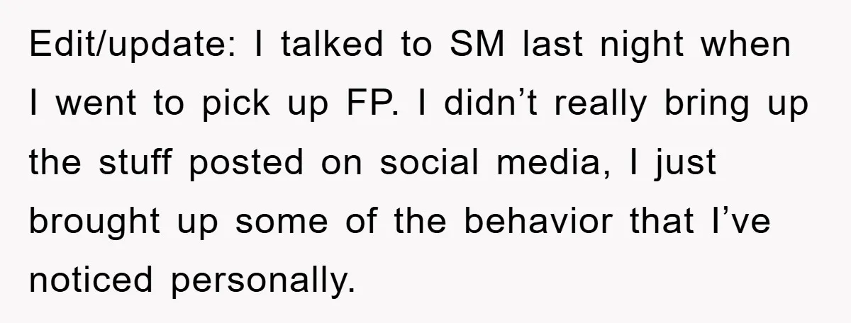 Edit/update: I talked to SM last night when I went to pick up FP. I didn’t really bring up the stuff posted on social media, I just brought up some...