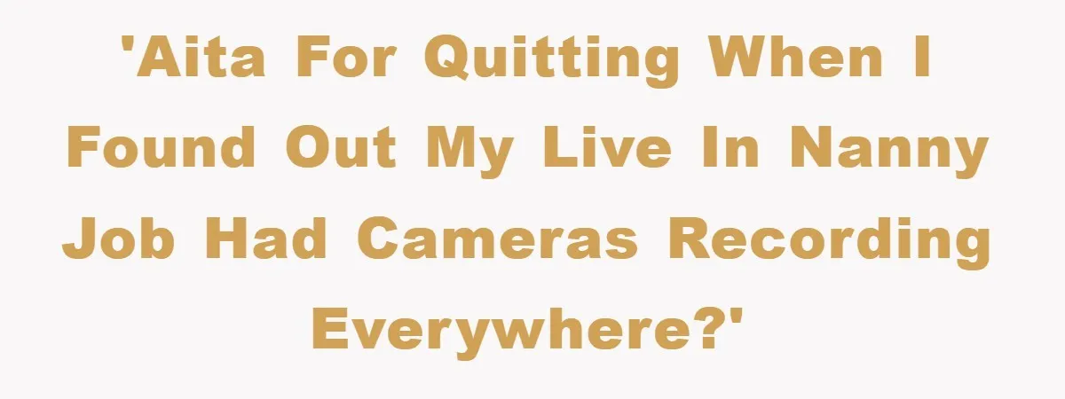 'AITA for quitting when I found out my live in nanny job had cameras recording everywhere?'