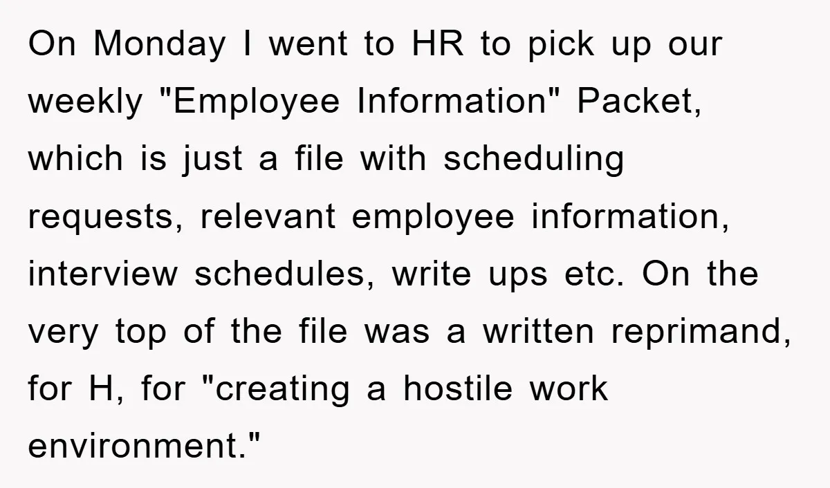 On Monday I went to HR to pick up our weekly "Employee Information" Packet, which is just a file with scheduling requests, relevant employee information, interview schedules, write ups etc....