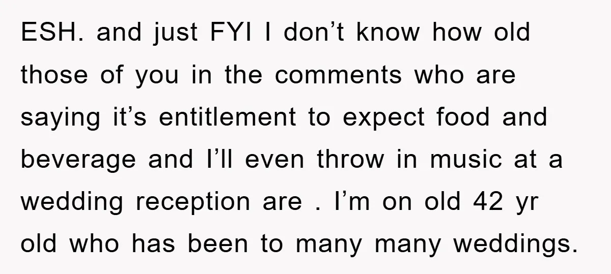 ESH. and just FYI I don’t know how old those of you in the comments who are saying it’s entitlement to expect food and beverage and I’ll even throw in...
