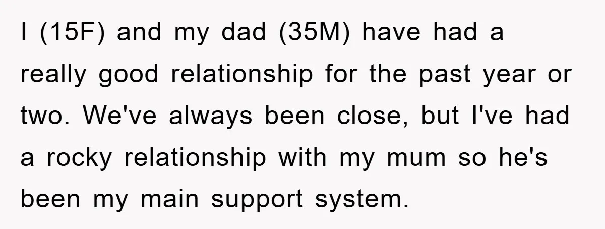 I (15F) and my dad (35M) have had a really good relationship for the past year or two. We've always been close, but I've had a rocky relationship with my...