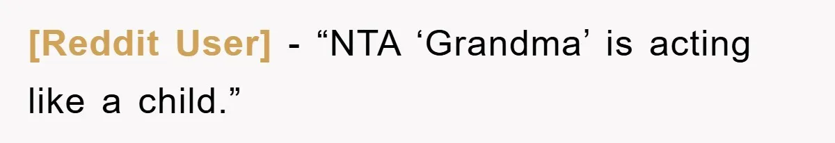 [Reddit User] - “NTA ‘Grandma’ is acting like a child.”