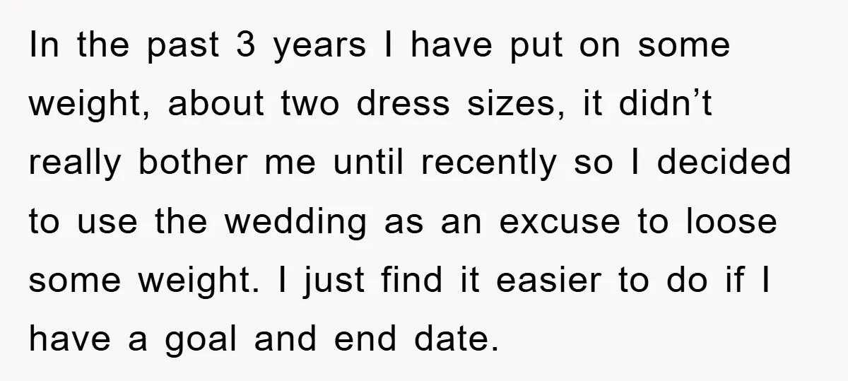 In the past 3 years I have put on some weight, about two dress sizes, it didn’t really bother me until recently so I decided to use the wedding as...