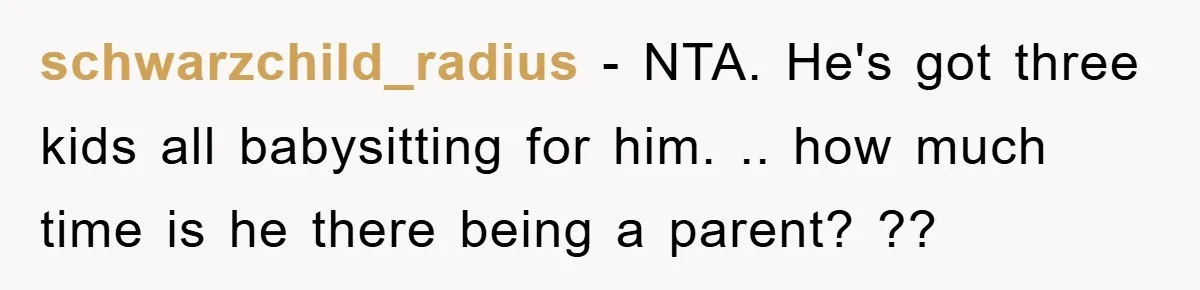 schwarzchild_radius − NTA. He's got three kids all babysitting for him. .. how much time is he there being a parent? ??