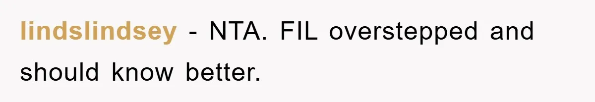 lindslindsey − NTA. FIL overstepped and should know better.