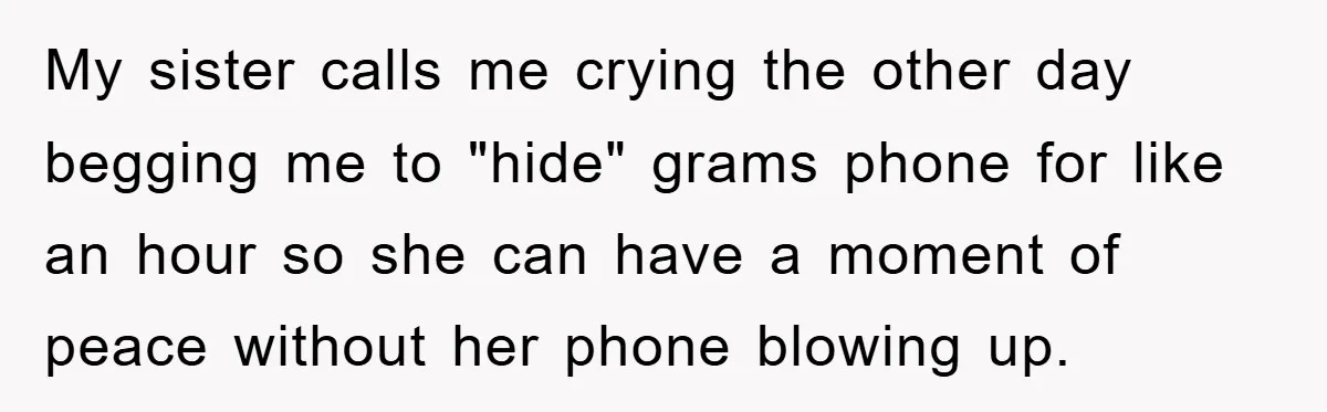 My sister calls me crying the other day begging me to "hide" grams phone for like an hour so she can have a moment of peace without her phone blowing...