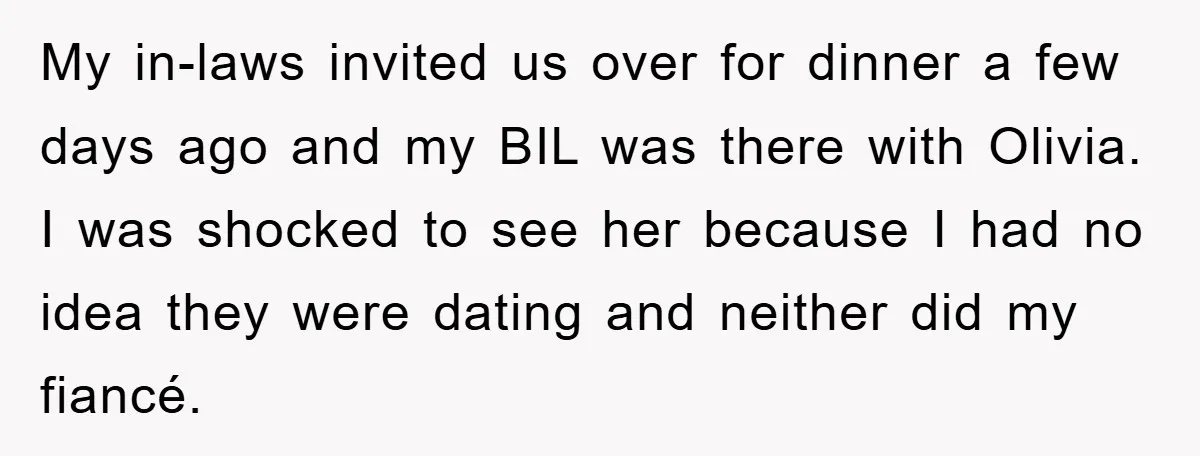 My in-laws invited us over for dinner a few days ago and my BIL was there with Olivia. I was shocked to see her because I had no idea they...