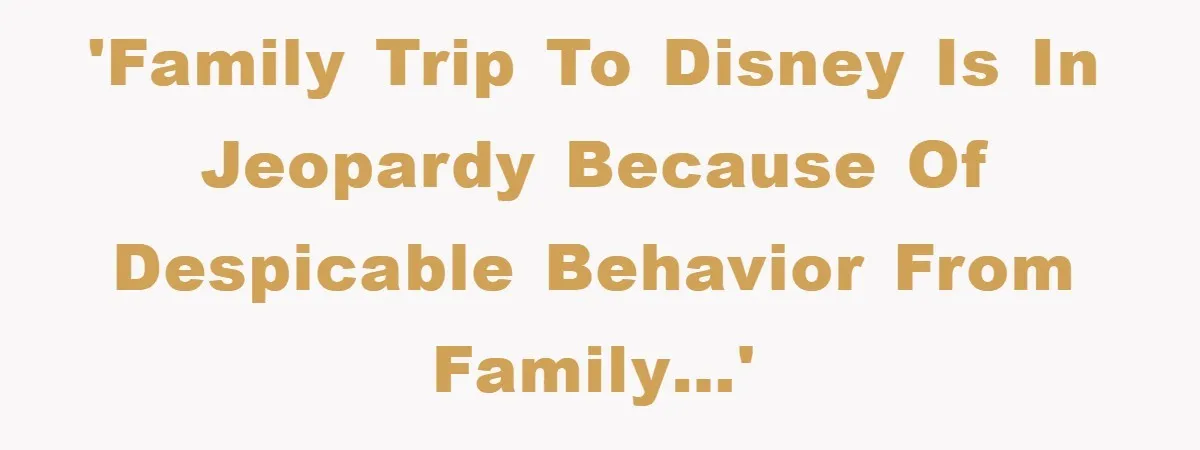 'Family trip to Disney is in jeopardy because of despicable behavior from family…'