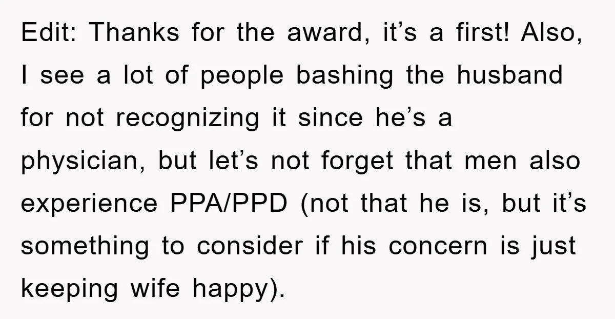 Edit: Thanks for the award, it’s a first! Also, I see a lot of people bashing the husband for not recognizing it since he’s a physician, but let’s not forget...