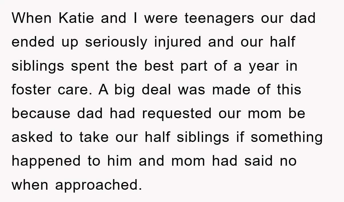 When Katie and I were teenagers our dad ended up seriously injured and our half siblings spent the best part of a year in foster care. A big deal was...