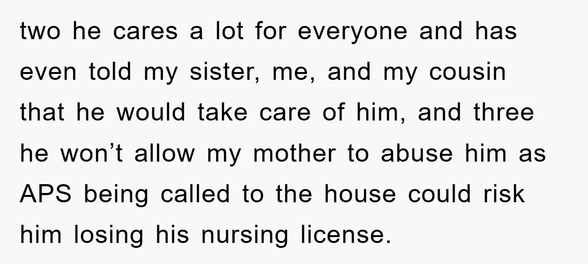 two he cares a lot for everyone and has even told my sister, me, and my cousin that he would take care of him, and three he won’t allow my...