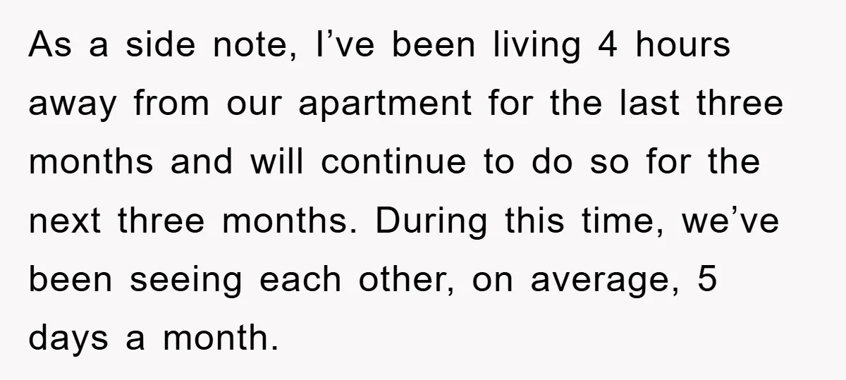 As a side note, I’ve been living 4 hours away from our apartment for the last three months and will continue to do so for the next three months. During...