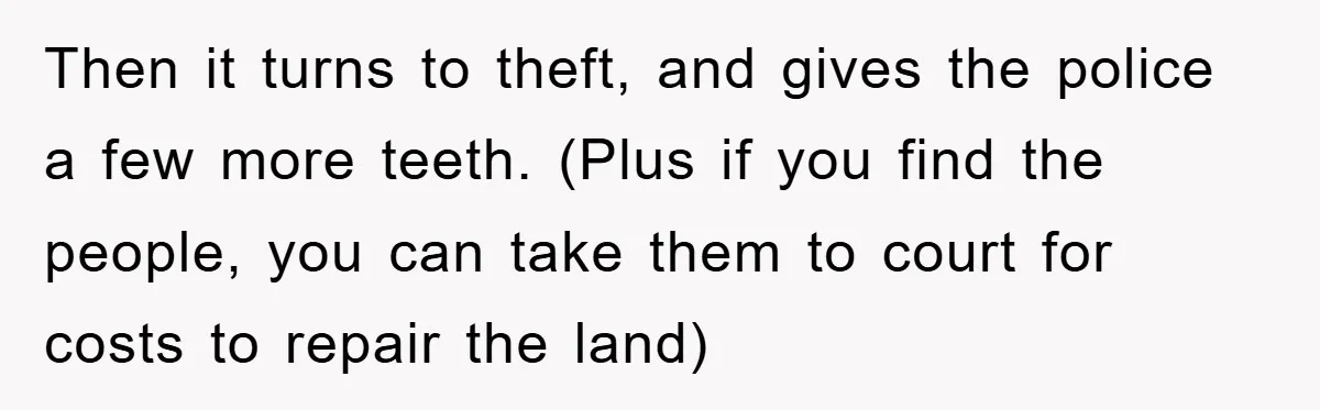 Then it turns to theft, and gives the police a few more teeth. (Plus if you find the people, you can take them to court for costs to repair the...