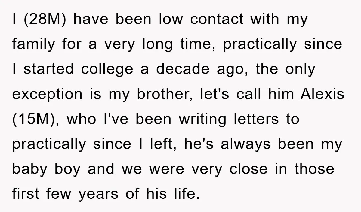 I (28M) have been low contact with my family for a very long time, practically since I started college a decade ago, the only exception is my brother, let's call...