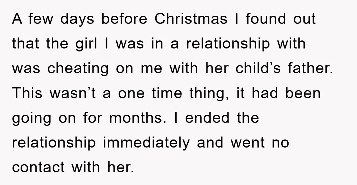 A few days before Christmas I found out that the girl I was in a relationship with was cheating on me with her child’s father. This wasn’t a one time...
