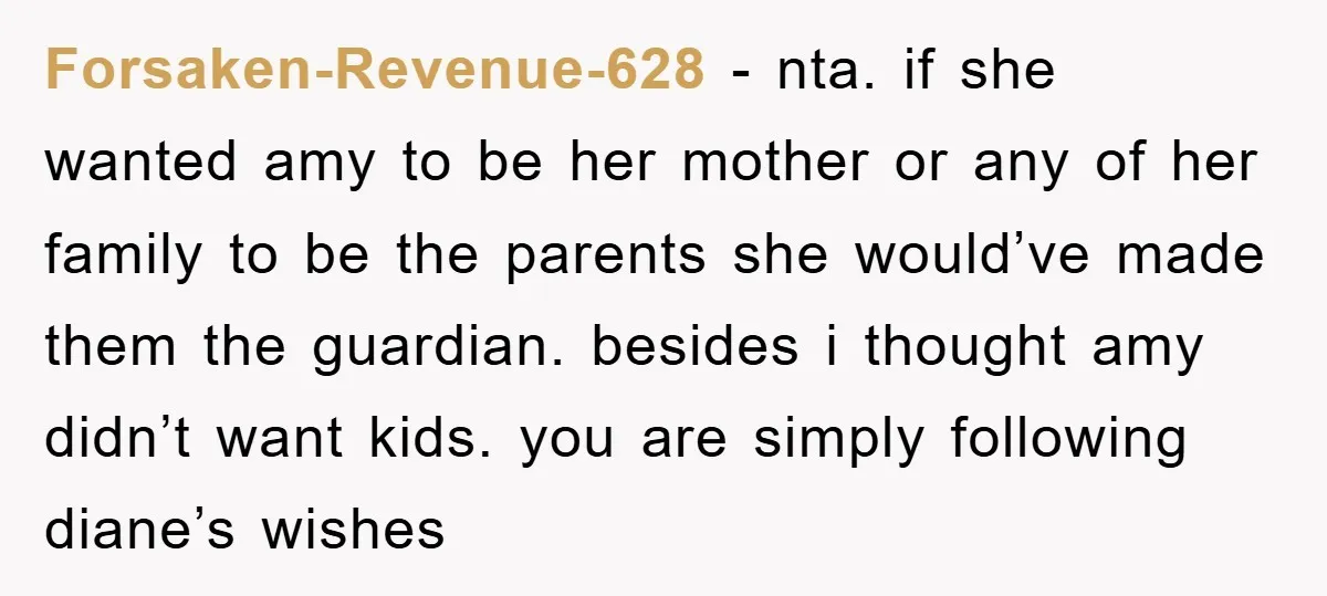 Forsaken-Revenue-628 − nta. if she wanted amy to be her mother or any of her family to be the parents she would’ve made them the guardian. besides i thought amy...