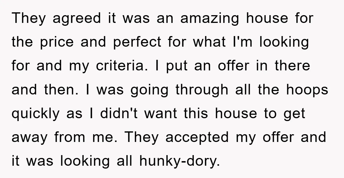 They agreed it was an amazing house for the price and perfect for what I'm looking for and my criteria. I put an offer in there and then. I was...