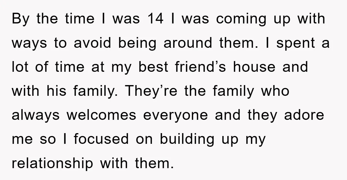 By the time I was 14 I was coming up with ways to avoid being around them. I spent a lot of time at my best friend’s house and with...