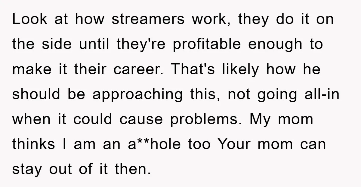 Look at how streamers work, they do it on the side until they're profitable enough to make it their career. That's likely how he should be approaching this, not going...