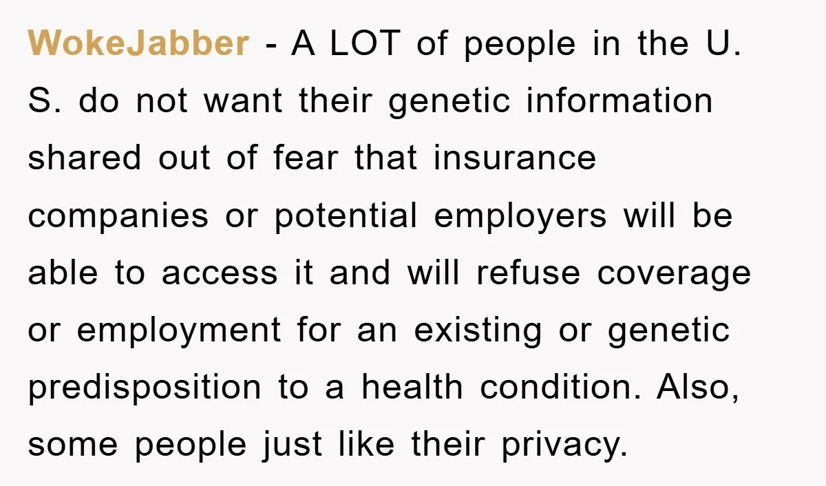 WokeJabber − A LOT of people in the U. S. do not want their genetic information shared out of fear that insurance companies or potential employers will be able to...