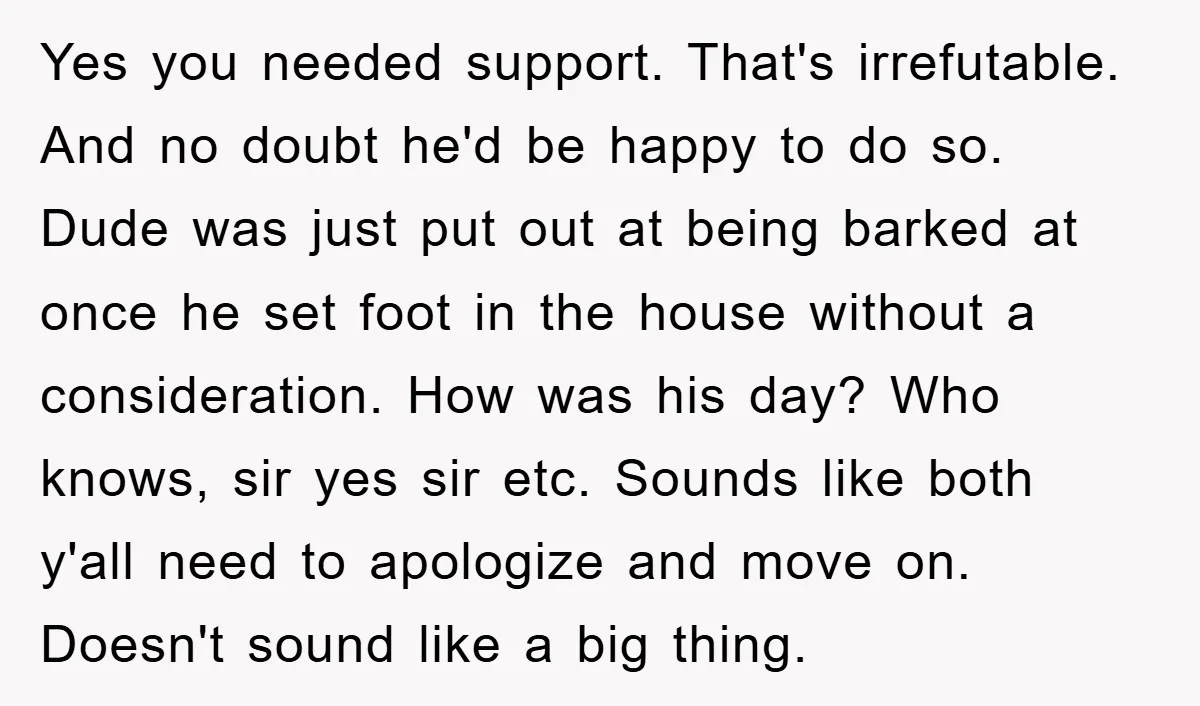 Yes you needed support. That's irrefutable. And no doubt he'd be happy to do so. Dude was just put out at being barked at once he set foot in the...