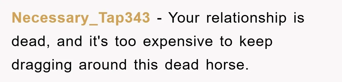 Necessary_Tap343 - Your relationship is dead, and it's too expensive to keep dragging around this dead horse.