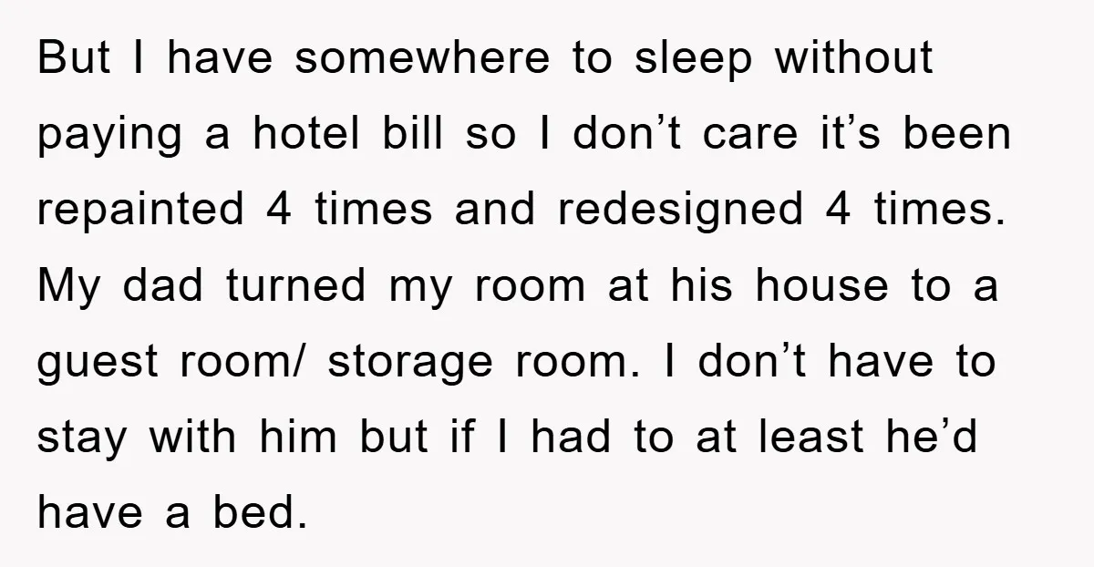 But I have somewhere to sleep without paying a hotel bill so I don’t care it’s been repainted 4 times and redesigned 4 times. My dad turned my room at...