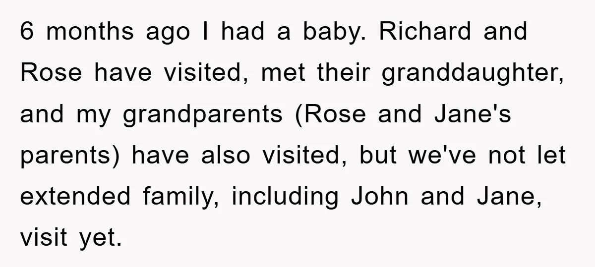 6 months ago I had a baby. Richard and Rose have visited, met their granddaughter, and my grandparents (Rose and Jane's parents) have also visited, but we've not let extended...