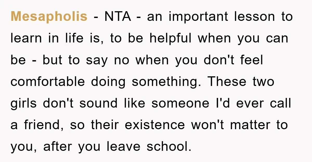 Mesapholis − NTA - an important lesson to learn in life is, to be helpful when you can be - but to say no when you don't feel comfortable doing...