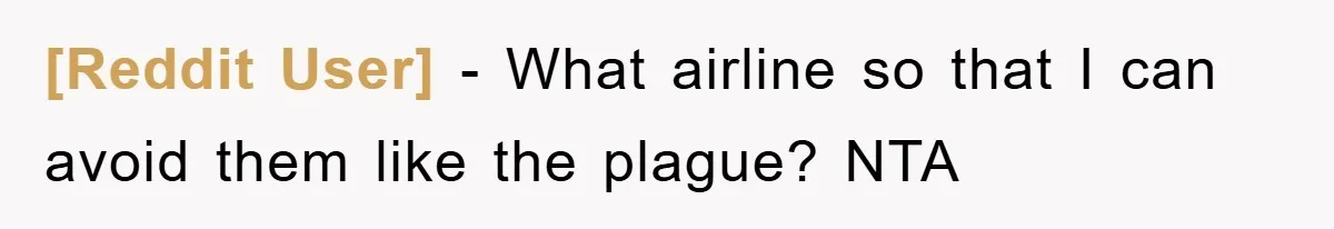 [Reddit User] - What airline so that I can avoid them like the plague? NTA