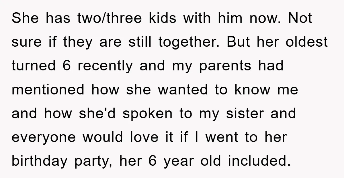 She has two/three kids with him now. Not sure if they are still together. But her oldest turned 6 recently and my parents had mentioned how she wanted to know...