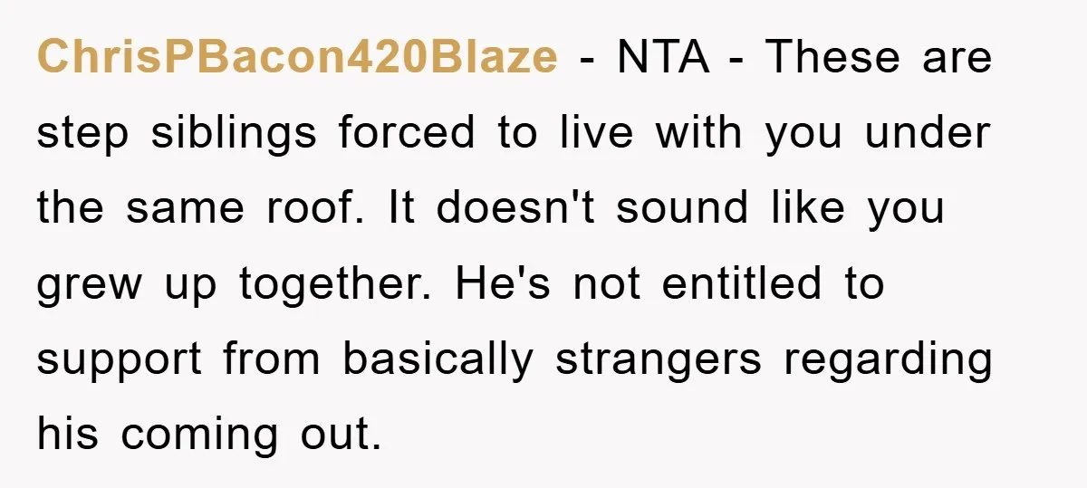 ChrisPBacon420Blaze − NTA - These are step siblings forced to live with you under the same roof. It doesn't sound like you grew up together. He's not entitled to support...