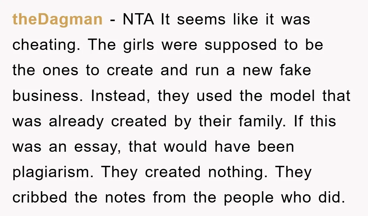 theDagman − NTA It seems like it was cheating. The girls were supposed to be the ones to create and run a new fake business. Instead, they used the model...