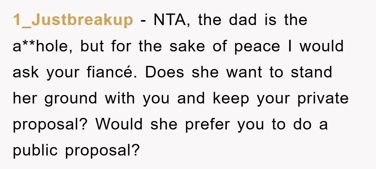 1_Justbreakup - NTA, the dad is the a**hole, but for the sake of peace I would ask your fiancé. Does she want to stand her ground with you and keep...