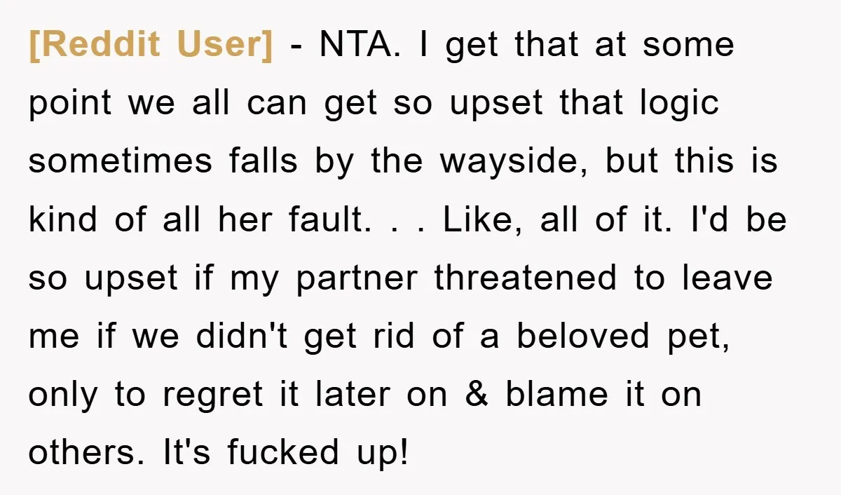 [Reddit User] − NTA. I get that at some point we all can get so upset that logic sometimes falls by the wayside, but this is kind of all her...