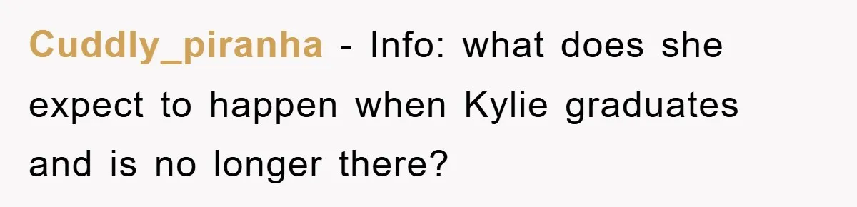 Cuddly_piranha − Info: what does she expect to happen when Kylie graduates and is no longer there?