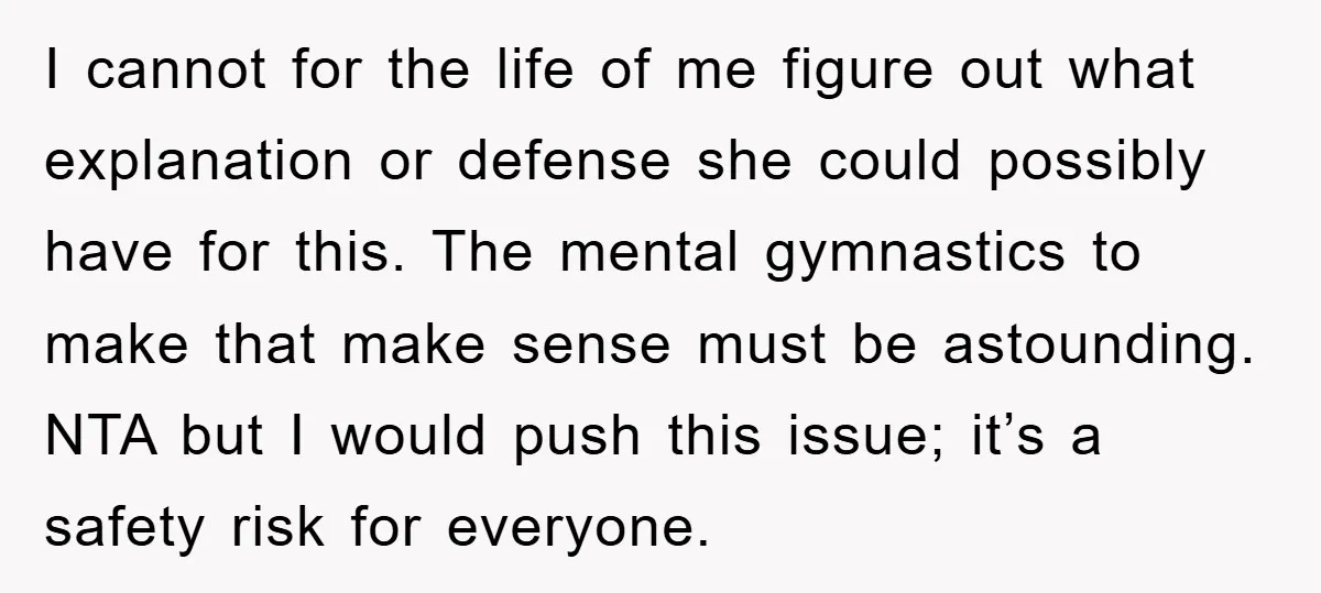 I cannot for the life of me figure out what explanation or defense she could possibly have for this. The mental gymnastics to make that make sense must be astounding....