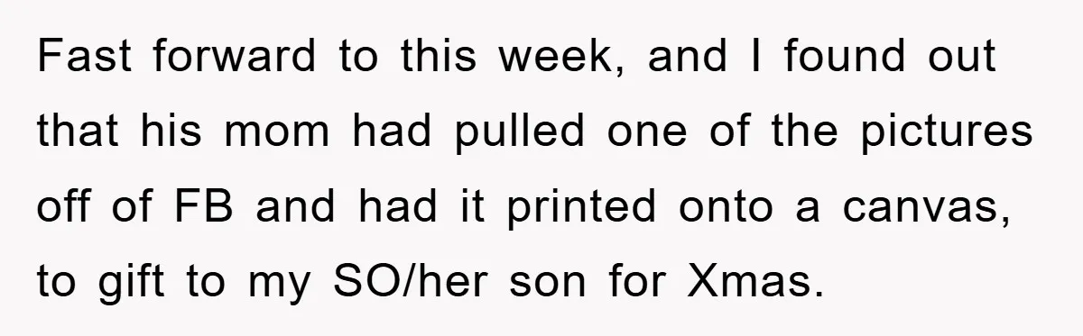 Fast forward to this week, and I found out that his mom had pulled one of the pictures off of FB and had it printed onto a canvas, to gift...