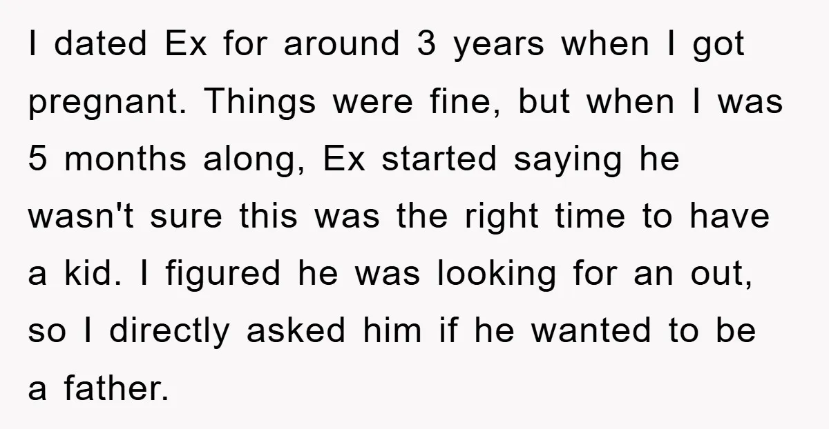 I dated Ex for around 3 years when I got pregnant. Things were fine, but when I was 5 months along, Ex started saying he wasn't sure this was the...