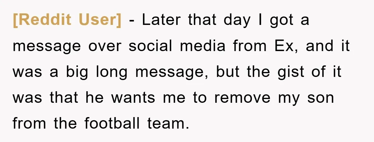 [Reddit User] − Later that day I got a message over social media from Ex, and it was a big long message, but the gist of it was that he...
