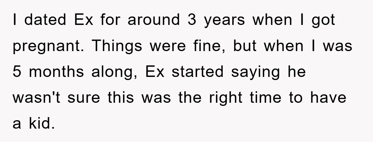 I dated Ex for around 3 years when I got pregnant. Things were fine, but when I was 5 months along, Ex started saying he wasn't sure this was the...