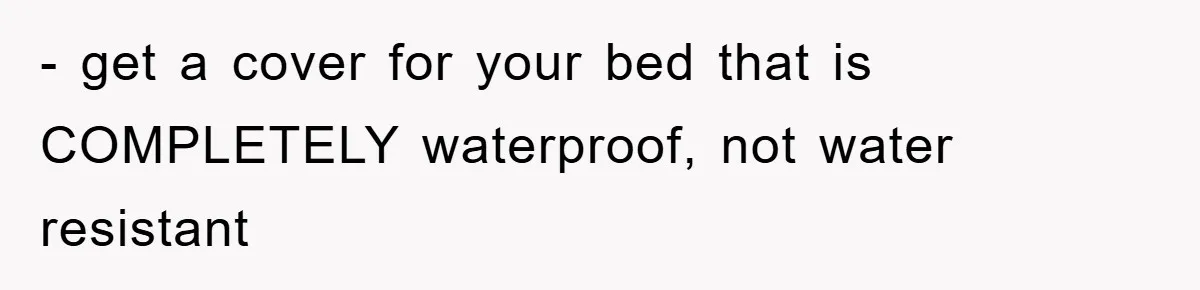- get a cover for your bed that is COMPLETELY waterproof, not water resistant