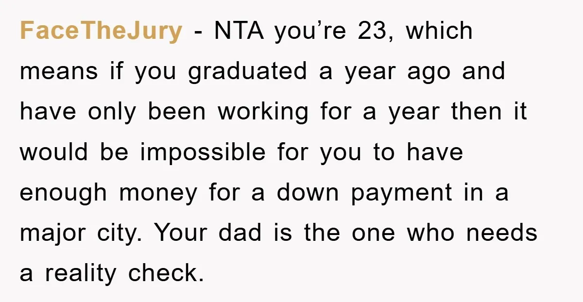 FaceTheJury - NTA you’re 23, which means if you graduated a year ago and have only been working for a year then it would be impossible for you to have...