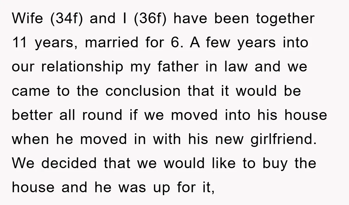 Wife (34f) and I (36f) have been together 11 years, married for 6. A few years into our relationship my father in law and we came to the conclusion that...