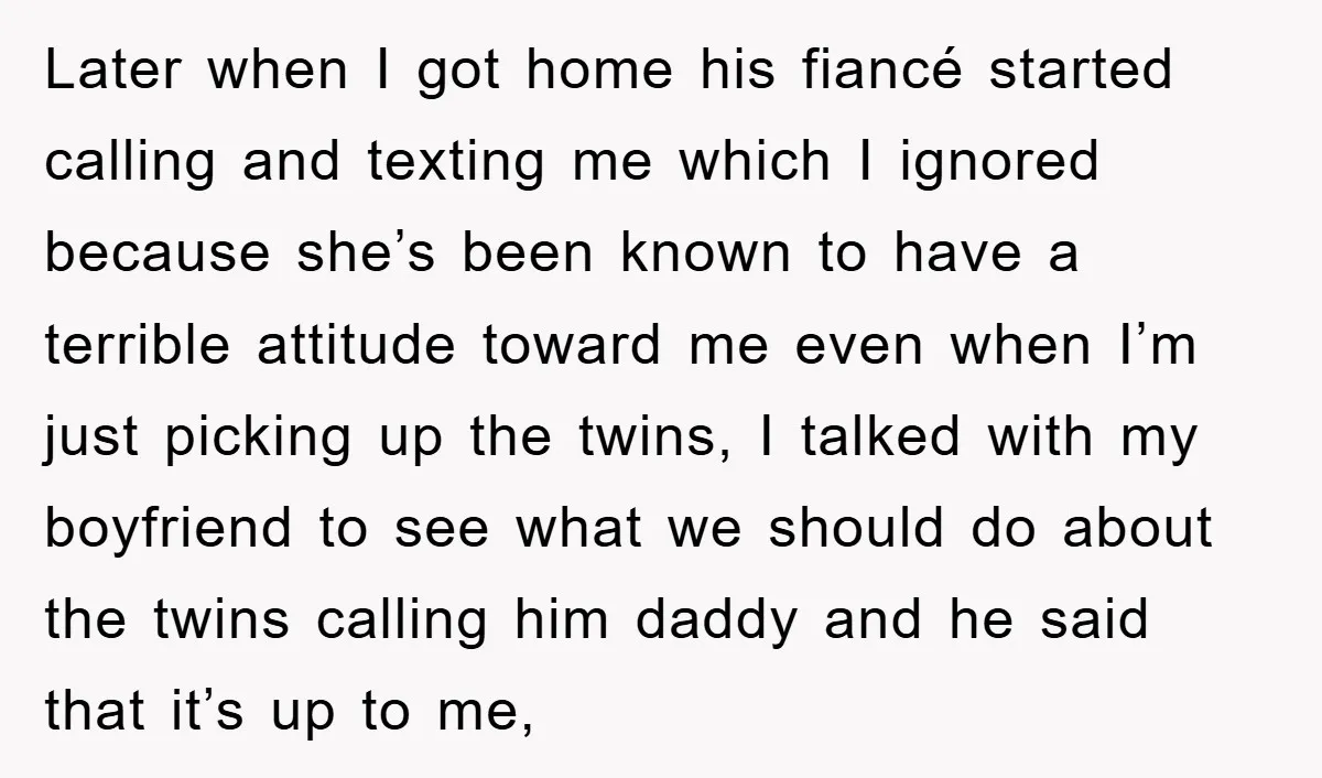 Later when I got home his fiancé started calling and texting me which I ignored because she’s been known to have a terrible attitude toward me even when I’m just...