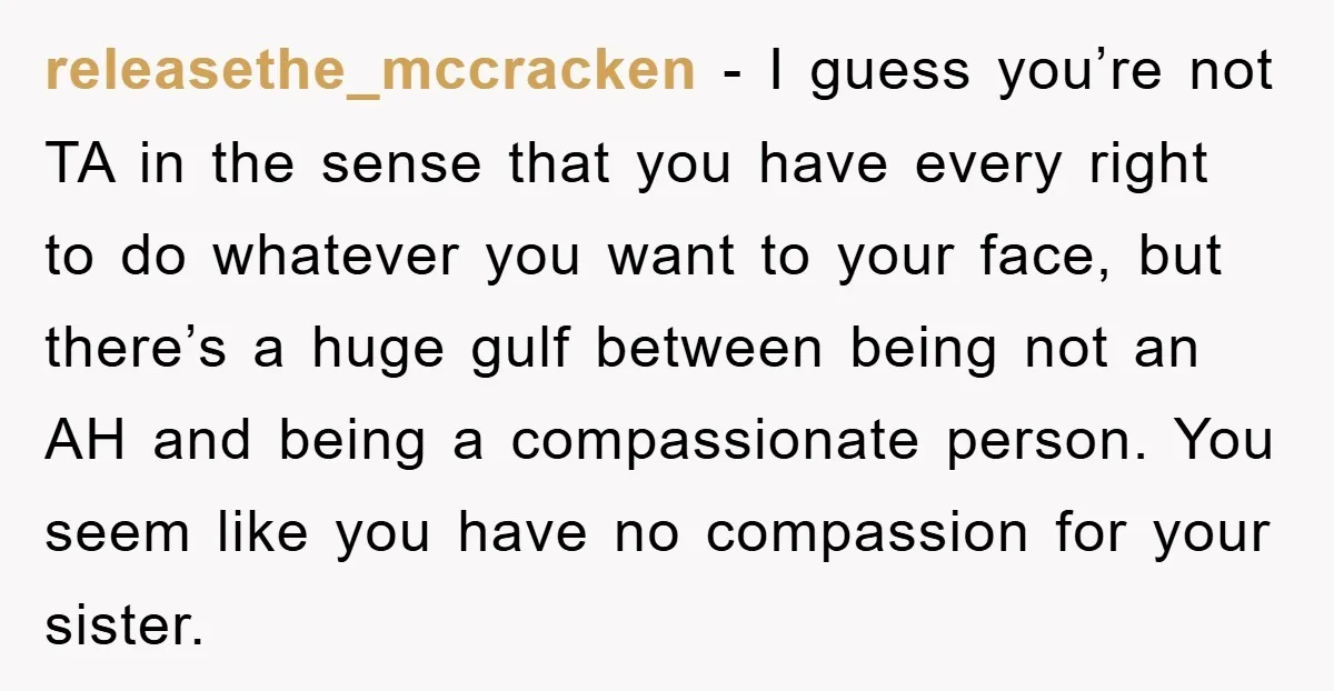 releasethe_mccracken − I guess you’re not TA in the sense that you have every right to do whatever you want to your face, but there’s a huge gulf between being...