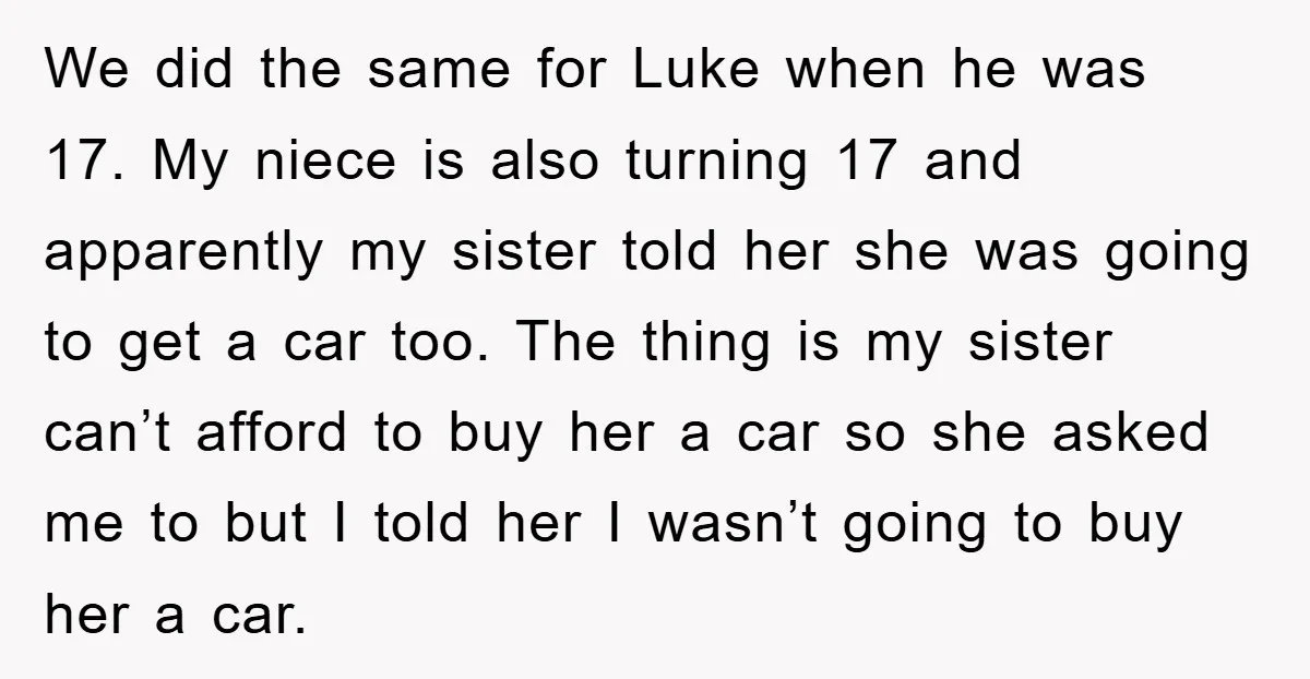 We did the same for Luke when he was 17. My niece is also turning 17 and apparently my sister told her she was going to get a car too....